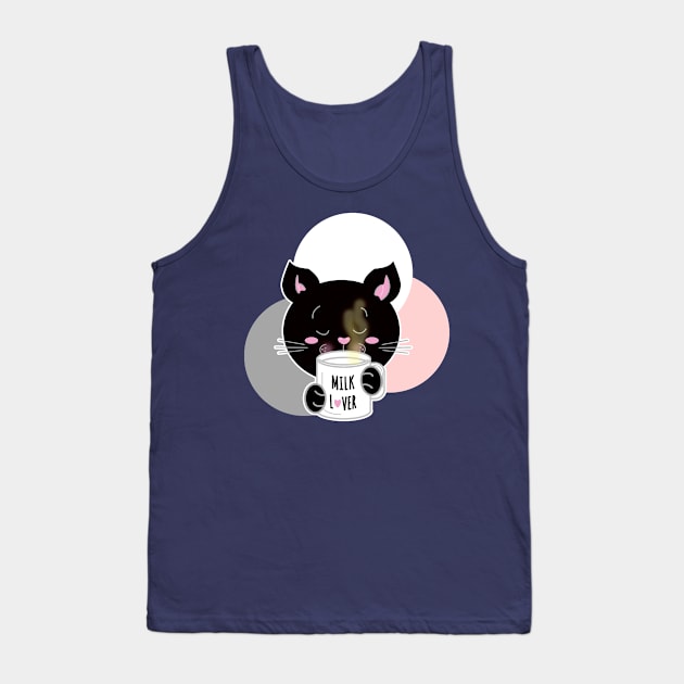 Black cat drinking milk lover Tank Top by repalheiros